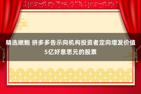 精选嫩鲍 拼多多告示向机构投资者定向增发价值5亿好意思元的股票