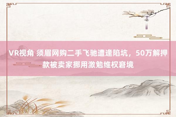 VR视角 须眉网购二手飞驰遭逢陷坑，50万解押款被卖家挪用激勉维权窘境