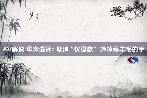 AV解说 华声漫评: 取消“仅退款” 筛掉薅羊毛的手